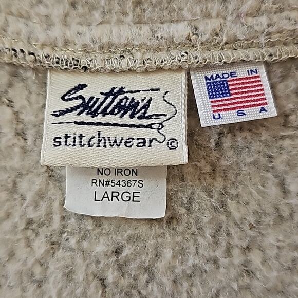 Vintage Womens Sz L Beige Leaf Embroidered Fleece Made in USA 70s Vest - Picture 3 of 12